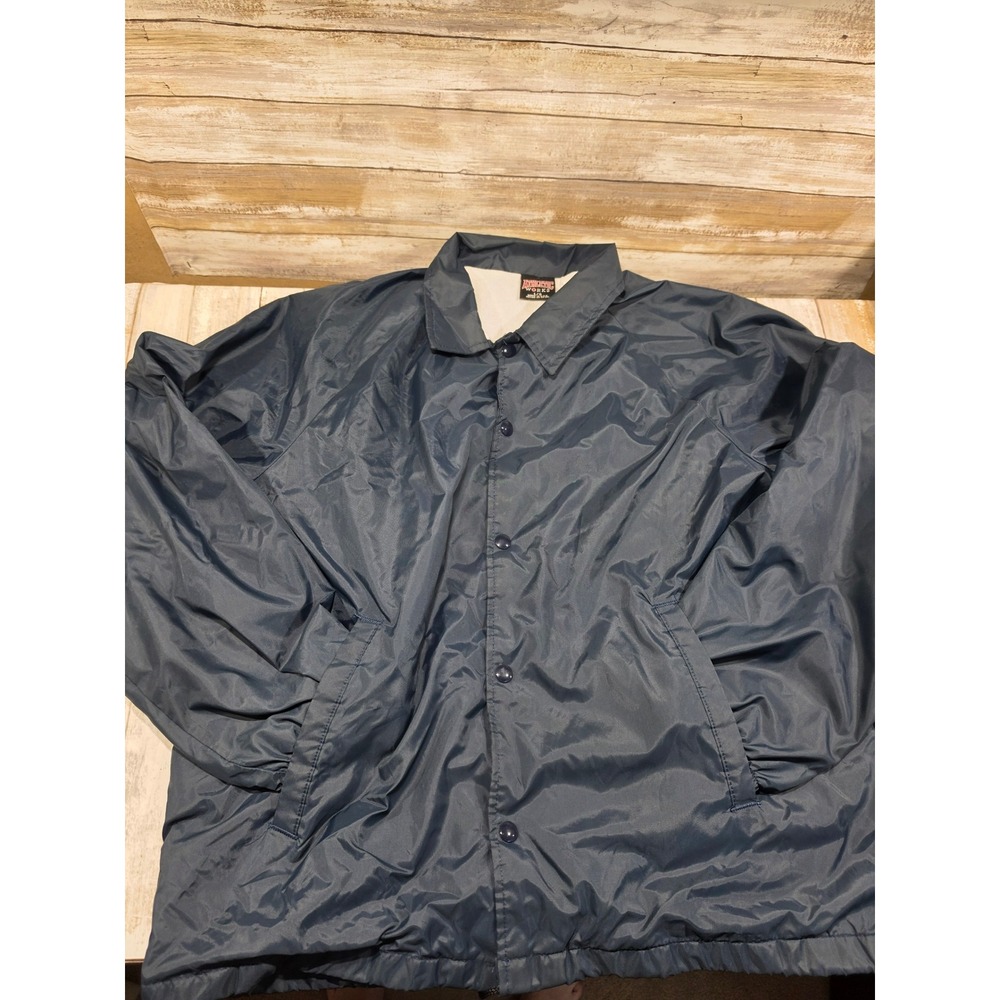 Athletic Works Mens Navy Blue Lined Snap Front Jacket Windbreaker L Made in USA
